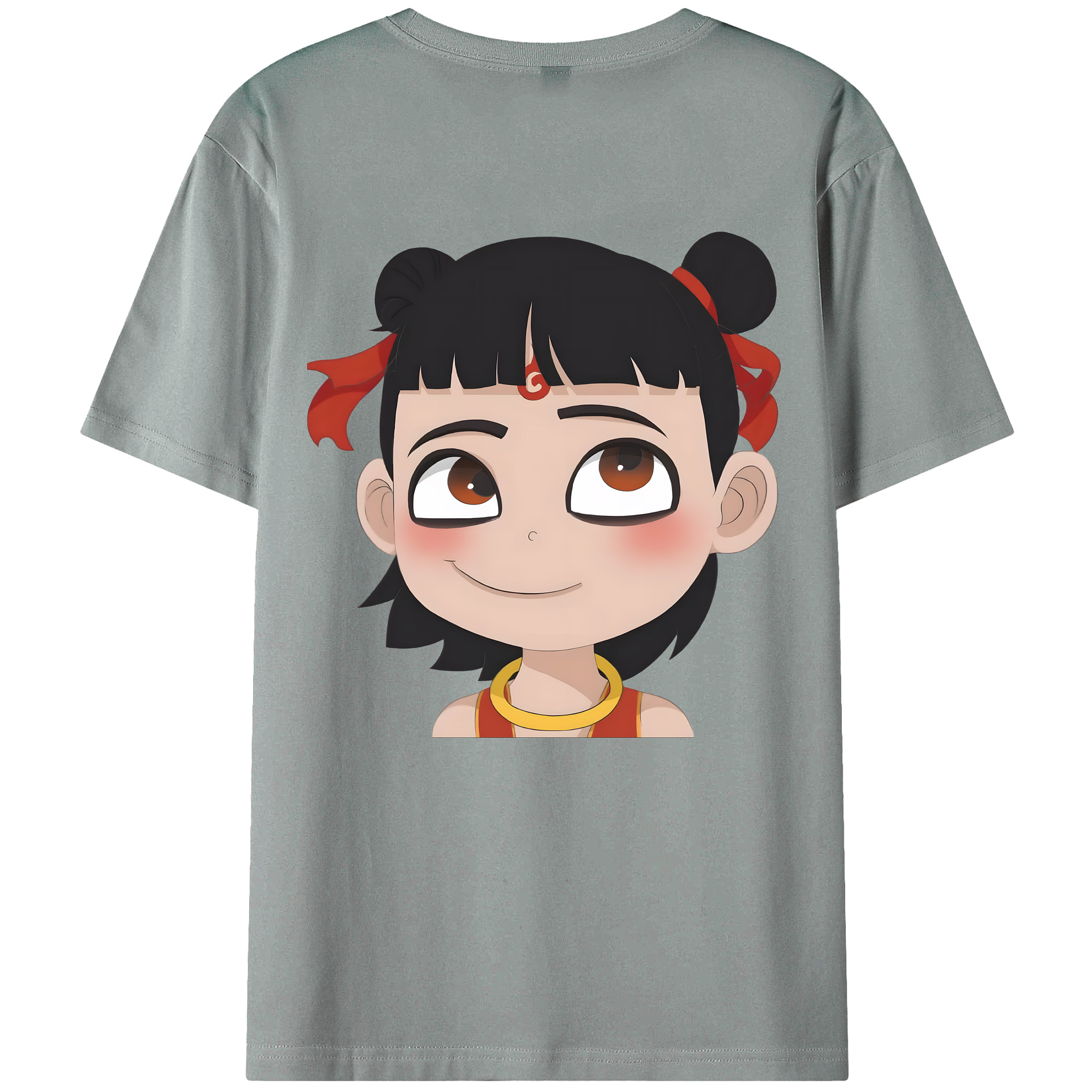 （画像用） Ne Zha 2 ナタ 魔童の大暴れ 綿100％ メンズ半袖Tシャツ（バックプリント） 通気性